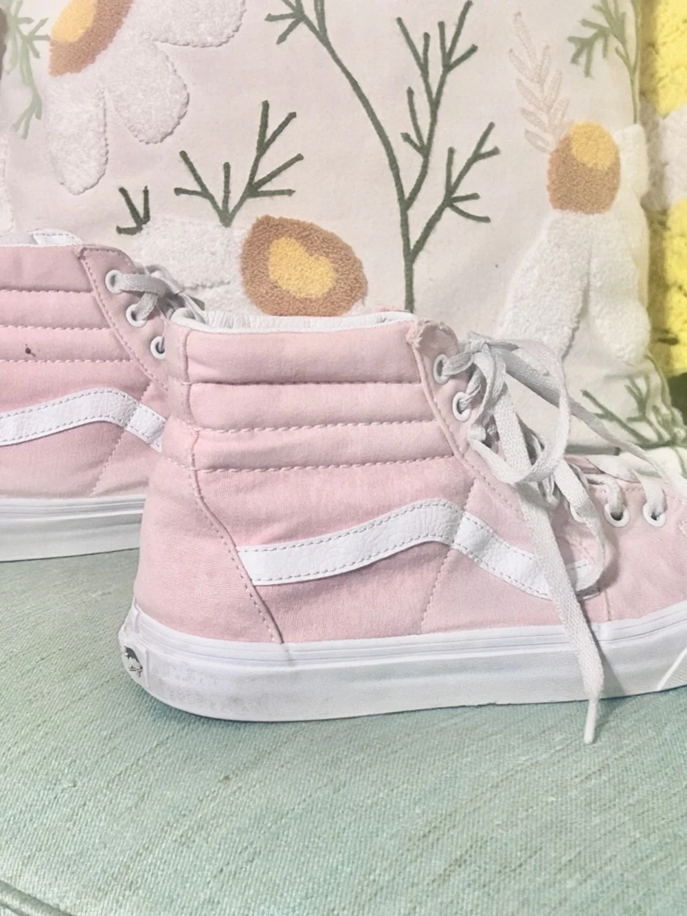 Pink High-Top Vans- with White Stripe -